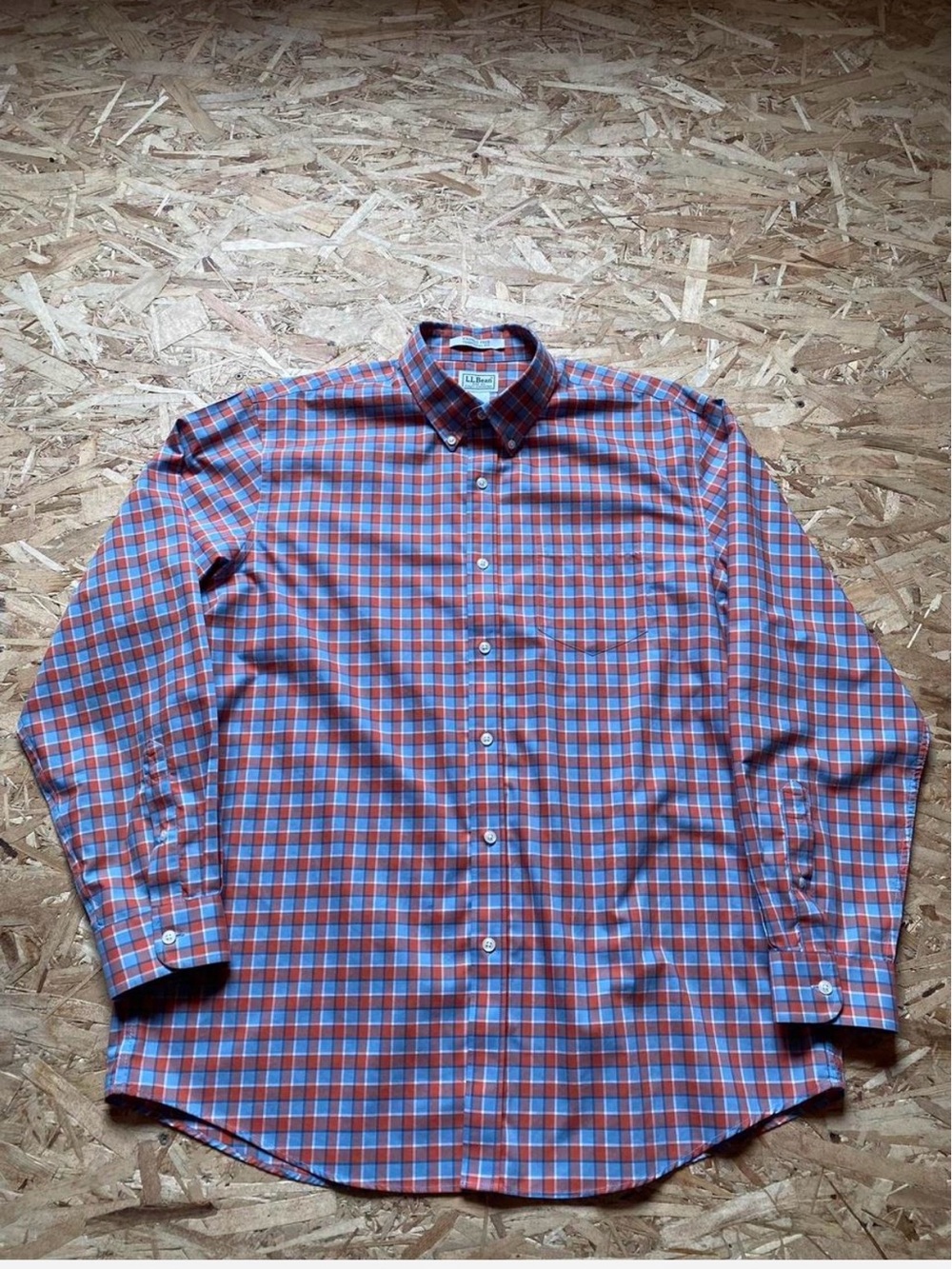 L.L. Bean Men's Orange & Blue Plaid Button-Down Shirt